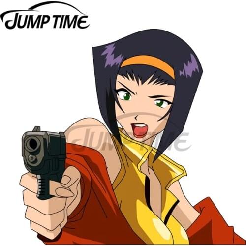 JumpTime 13 x 11.8cm Faye with A Gun Cowboy Bebop Funny Car Stickers and Decals DIY Bumper Motorcycle JDM ATV Cartoon Fine Decal