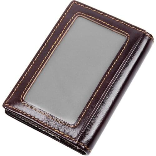 Genuine Leather Man Card Purse Card Case Business Card Holder Men Women Credit Passport Card Bag ID Passport Card Wallet