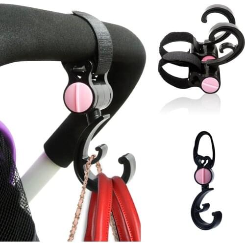 2pcs Babies Stroller Accessories Universal Hook Baby Cart Bag Yellow Pink High Quality Plastic Pram Hooks 360 Rotatable