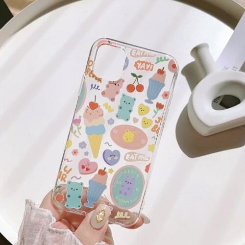 Macaron Icecream Cute Bear Rainbow Silicone Cover for IPhone 12 11 Pro MAX X XR Case Phone Case for IPhone 7 8 Plus 12 Mini Case