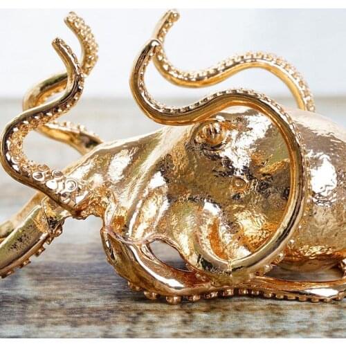 Alloy Copper-plated Octopus Bracket Multifunction Desktop Ornaments Tablet Computer Mobile Phone Support Frame Pen Holder