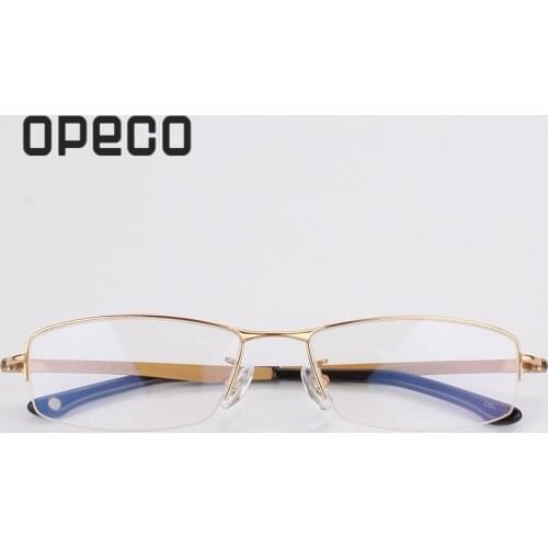 Opeco Mens Pure Titanium Eyewear male half rim high quality eye glasses Frame Myopia Optical Prescription Eyeglasses #8806