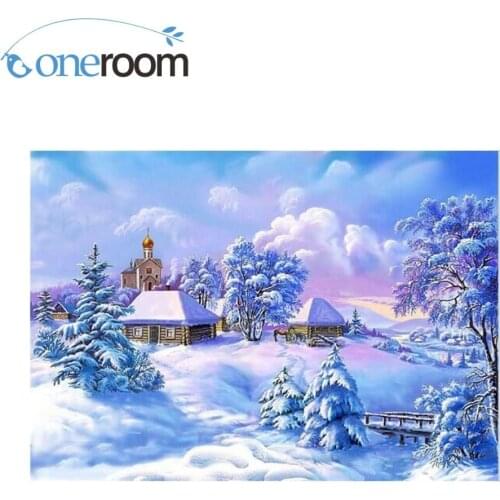 64-45 Needlework Craft Full Embroidery DIY Quality Counted Cross Stitch Kit 14 ct Oil painting Winter Cabins