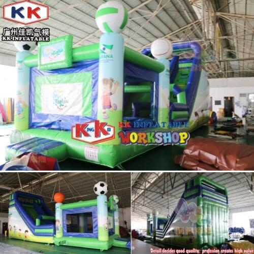 Hot sale sport theme inflatable bouncy castle with slide,commercial bounce house combo,jumping castle