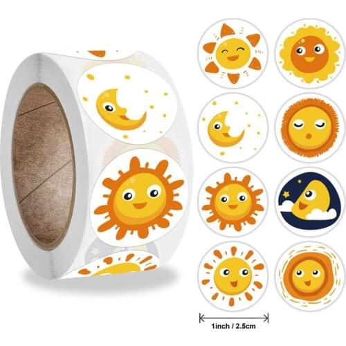 50-500pcs Cartoon Cute Expression Sun Moon Chick Kid Stickers Reward Labels for Children Student Toy Game Scrapbooking Gift Seal