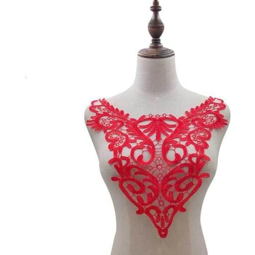 1PCS Elegant Sew Patch Applique Cotton Cloth Lace Fabric Evening Dress Guipure Lace Collar Neckline Trim DIY Sewing Supplies