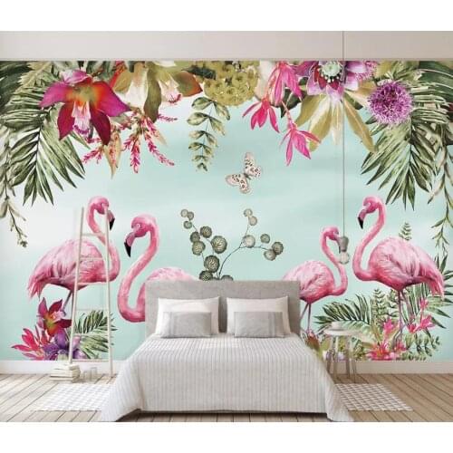Custom wallpaper 3d photo mural Nordic ins tropical flamingo background wall living room children room wallpaper mural