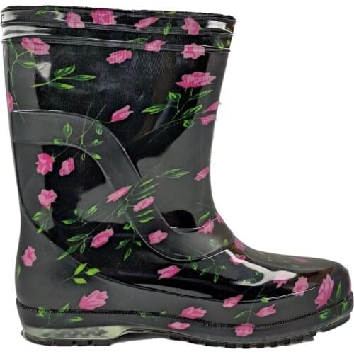Purple Color Floral Business Garden Rain Waders Lined slip-resistant outsole waterproof eva