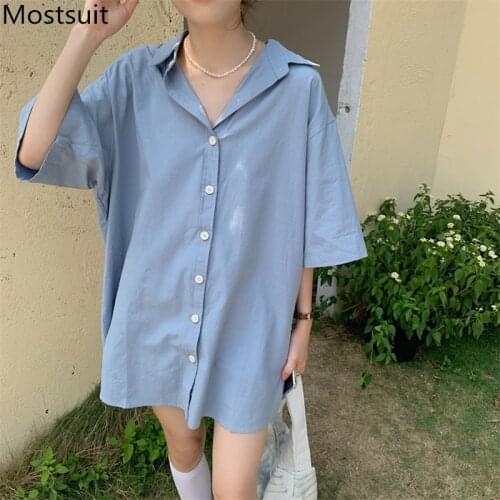 New Chic Women Long Shirts Full Sleeve Solid Turn Down Collar Loose Tops Casual Fashion Korean Ladies Blouses Female 2021