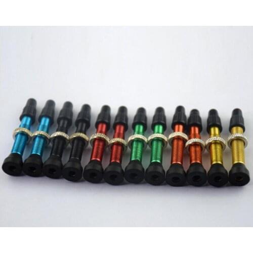 WholeSale 20pcs/lot 55mm Tubeless Presta Valve Stem Core Bicycle Mountain Bike Universal Colorful Bicycle Tires Core Accessory