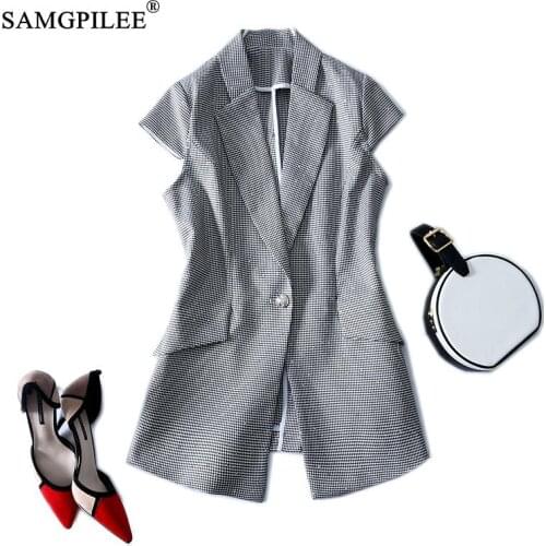 Korean Style Plaid Autumn Casual Blazer Women Jackets Slim Short Suit Blazer Coat Spring Solid Vintage Elegant Outwear 2021