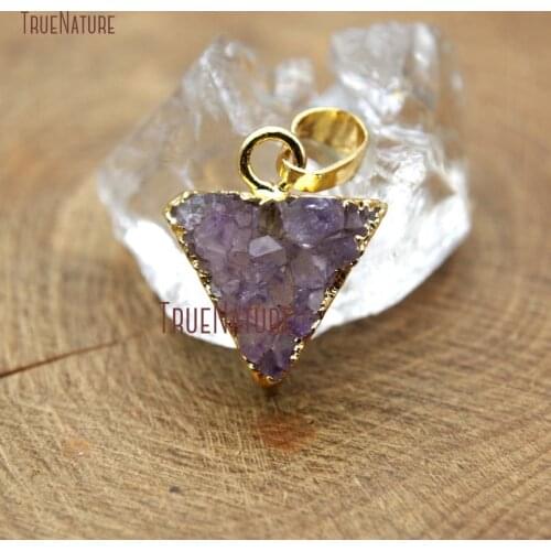 Natural Druzy Crystal Stone Pendants Gold Electroplated Druzy Crystal Single Bail Jewelry Findings Approx 20*15 mm PM11431