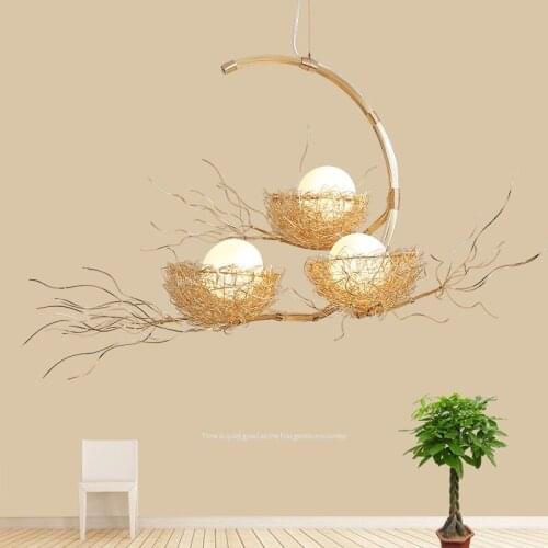 Birds Nest LED Hanging Lamp Nordic Pendant Light Fixtures Bedroom Dining Suspension Luminaire Glass Hanglampen Home Lighting