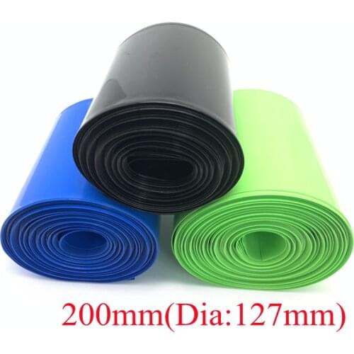 PVC Heat Shrink Tube 200mm Width Blue Multicolor Shrinkable Cable Sleeve Sheath Pack Cover for 18650 Lithium Battery Film Wrap