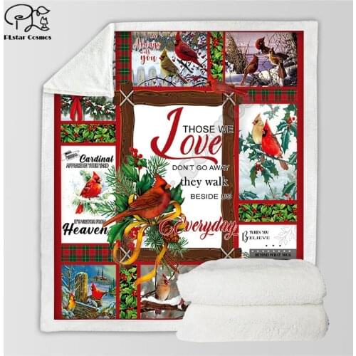 Bird Merry Christmas 3d printed fleece blanket Beds Hiking Picnic Thick Quilt Fashionable Bedspread Sherpa Throw Blanket