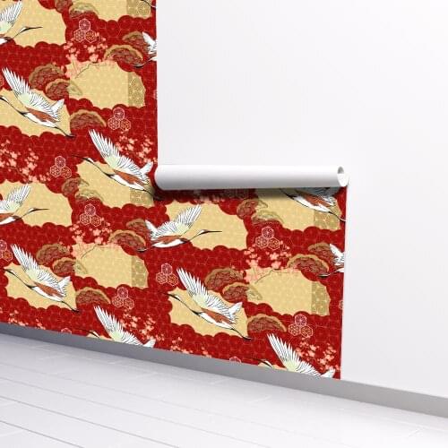 2020 New Released Crane Flying Thickened Self-Adhesive Wallpaper for Room Decoration and Furniture Renovation