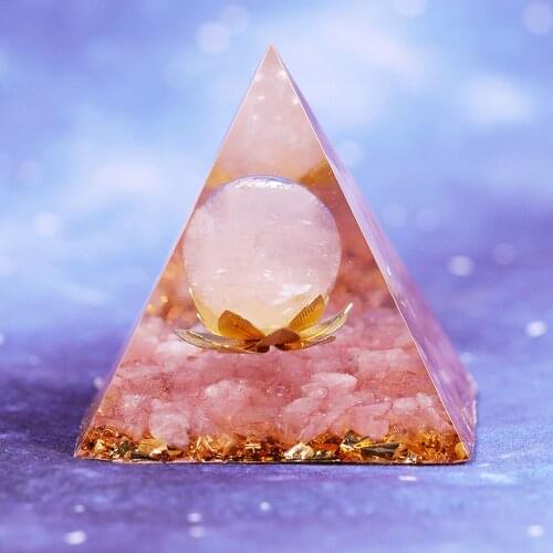 Reiki Symbols Orgonite Pyramid Rose Quartz Stone Energy Balancing Orgone Pyramid Meditation Healing Natural Stone Generator
