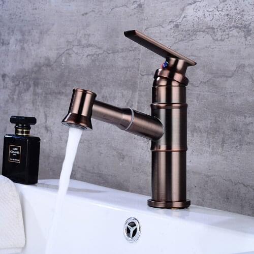 Basin Faucet Brass ORB Color Modern Pull Out And Down Bathroom Faucet Kitchen Sink Faucet Toilet Mixer Tap Hot Cold Water WC Tap