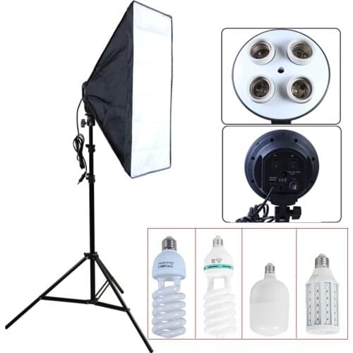 Photography Softbox Lighting Kit 50*70cm Four Socket Lamp Softbox E27 Lamp Holder Photo Soft Box For Photography Photo Studio