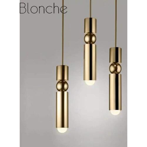 Modern Minimalist Creative Brass Retro Bedroom Bedside Gold Black Silver Bar Counter Staircase Chandelier Lamps for Bedroom