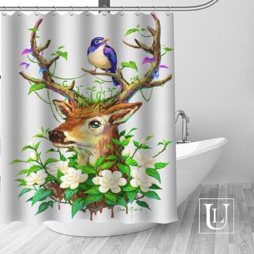 Custom deer Curtain Fabric Modern Shower Curtain bathroom beautiful Curtains Bath decor Polyester Cloth Waterproof