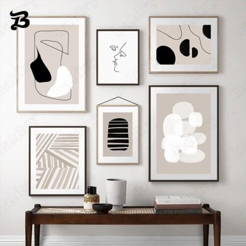 Modern Abstract Black and White Lines Geometric Pattern Canvas Painting Posters Prints Wall Pictures for Living Room Home Decor