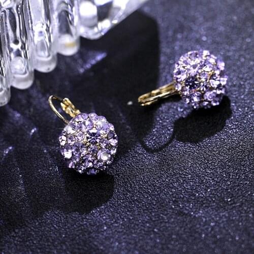 SWOUR New Simple Design Jewelry Ball Rhinestone Puple Color Party Gift Sparkling Engagement Stud Earrings For Girls S936
