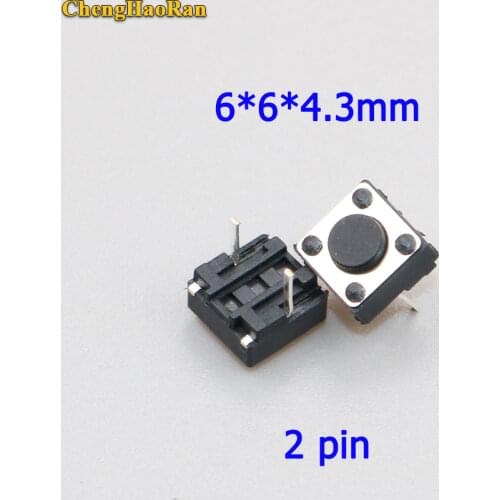 ChengHaoRan 10 pcs Tactile Momentary Switch Tact 6x6x4.3 6 * 6 * 4.3mm Middle Pin 2 pins