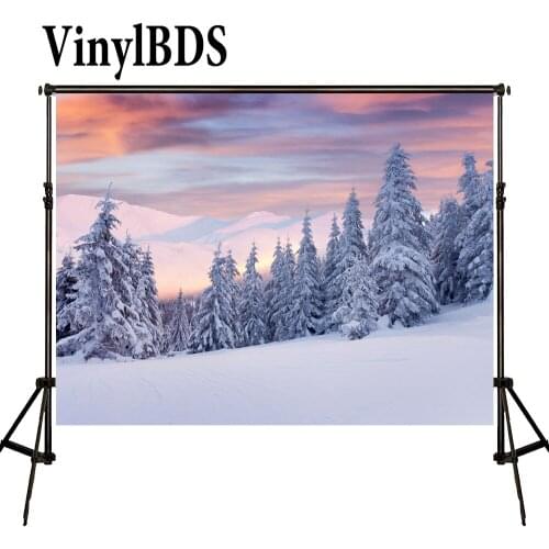 VinylBDS Backgrounds Fotografia Snow Forest Mountain Backdrops Photography Scenery Skiing Red Clound Fundo Fotografico Studio