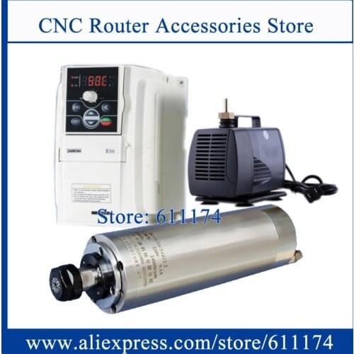 Top quality HDK80-24Z/2.2 water cooled spindle motor 2.2kw AC220V + SUNFAR VFD frequency Inverter + 85w DK-4000 Water pump