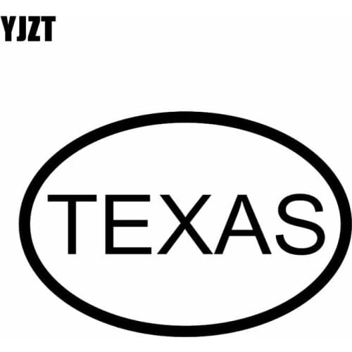 YJZT 14.5CM*9.9CM TEXAS CITY COUNTRY CODE OVAL CAR STICKER VINYL DECAL Black Silver C10-01381