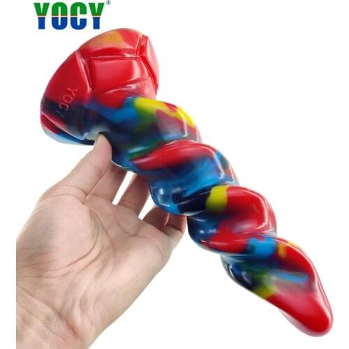 YOCY Large Anal Plug Spiral Sector Clitors Prostage Masturbator Colorful Fantasty Dildo Suction Cup Sex Toy For Men Women
