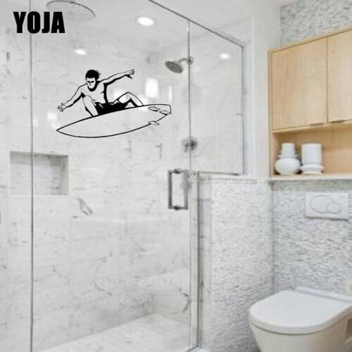 YOJA 15x25.2CM Home Decoration Surf Wall Sticker Bathroom Shower Glass Decal G2-0301