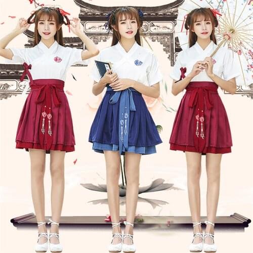 Girl Japanese Style Haori Kimono Skirt Suit Women Traditional Japan Vintage Party Asian Clothes Yukata Tea Embroidery Fany Dress