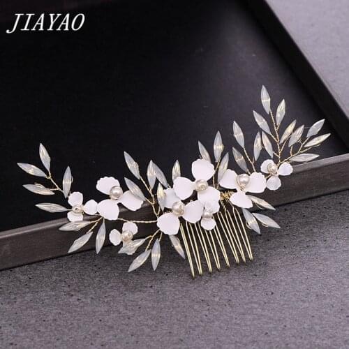 Rhinestone Flower Bridal Hair Comb Pearl Flower Wedding Hair Comb Accessories Women Head Jewelry Elegant Women Hair Jewelry