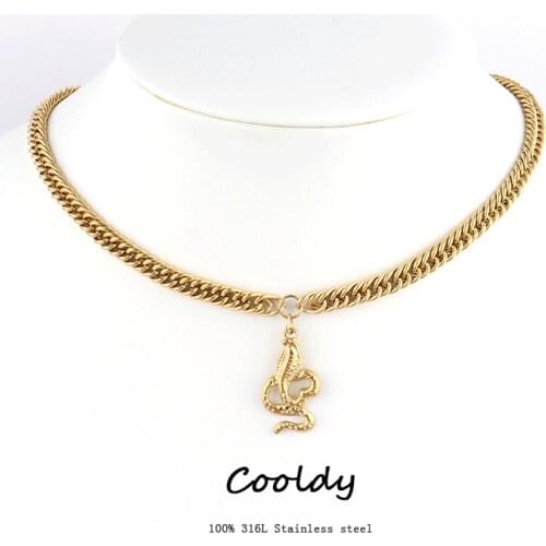 Snake cross stainless steel necklace chain Thick necklace for women punk choker gold Necklace Fashion Female Jewelry Gift