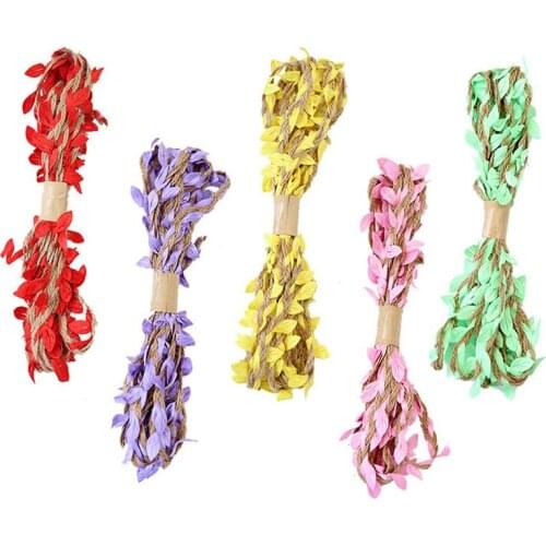 10M Simulation Colored Leaves Weaving Hemp Rope DIY Wedding Birthday Wedding Decoration Rattan Gift Bouquet Packaging Rope 5mm