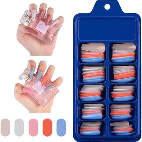 100Pcs/set Mixed Long Ballerina Nails Long Coffin Fake Nails Tips ABS Full Cover Pointed Fasle Nails Manicure Art Salon Tools