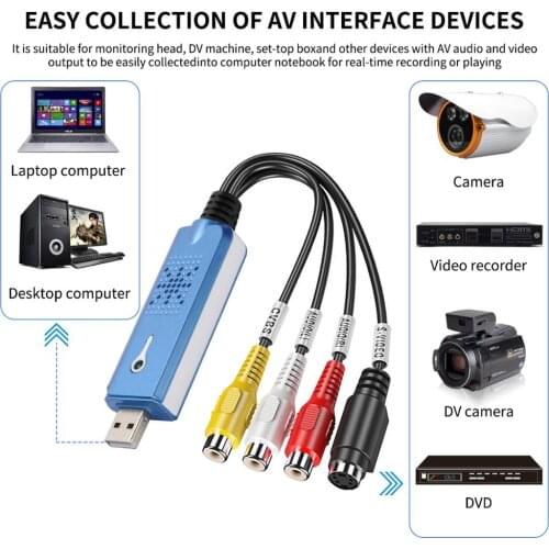 2.0 USB Converter Audio Video Capture Grabber Adapter for Win/XP/7/8/10 PAL With Indicator Light for Radio Recorder