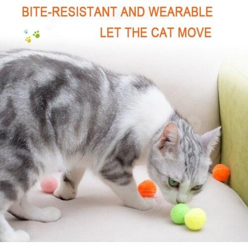 30Pcs Cute Funny Cats Toys Ball Stretch Plush Ball Cat Toy Creative Colorful Interactive Pom Pussy Chew Toy Cat Accessories Pet