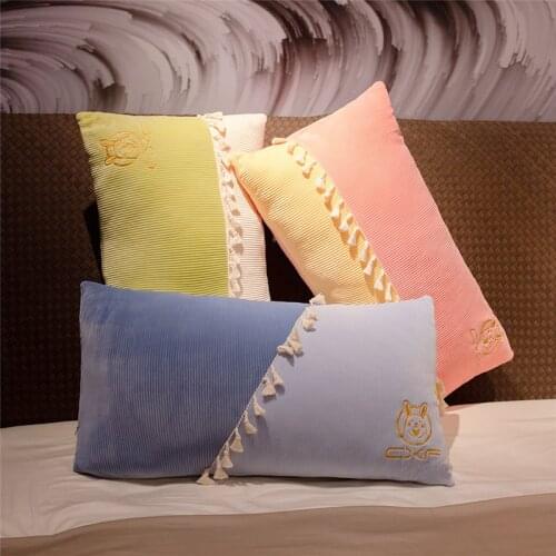 40/60CM Nordic Style Rectangle Tassel Pillow Cushion Plush Children People Bed Sofa Pillow For Girlfriend Gifts