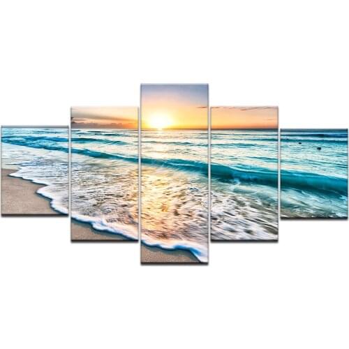 5Panel HD Printed beautifull seaside beach seascape wall posters Print On Canvas Art Painting For home living room decoration