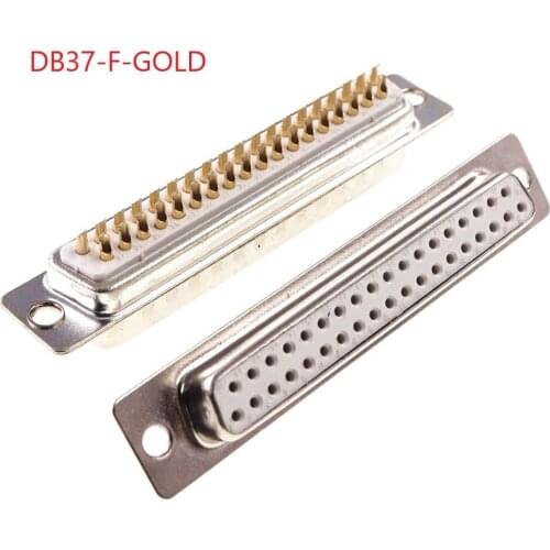 5Pcs D-SUB Connectors 37 Position Wire Solder Receptacle Female Socket 37 Pin 2 Rows Gold plating Machined Pin Rectangular