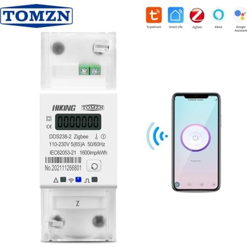 65A Single Phase Zigbee Gateway Tuya Din Rail WIFI Smart Energy Meter timer Monitor kWh Meter Wattmeter 110V 220V 50/60Hz