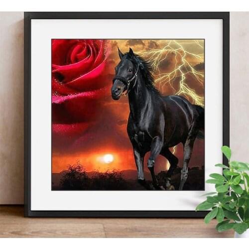 DIY Diamond Painting Horse And Flower Full Square Diamond Embroidery Animal Mosaic Cross Stitch Rhinestones Home Decor