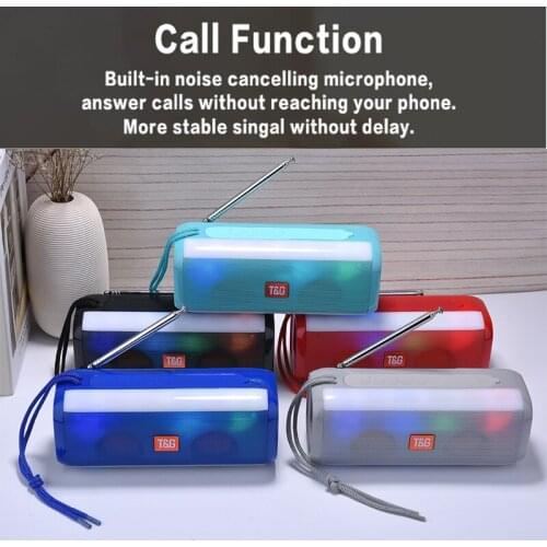 TG144 Mini Bluetooth-compatible Speaker Wireless Loudspeaker FM Radio Adjustable Antenna Music Player LED Flash Light Speakers