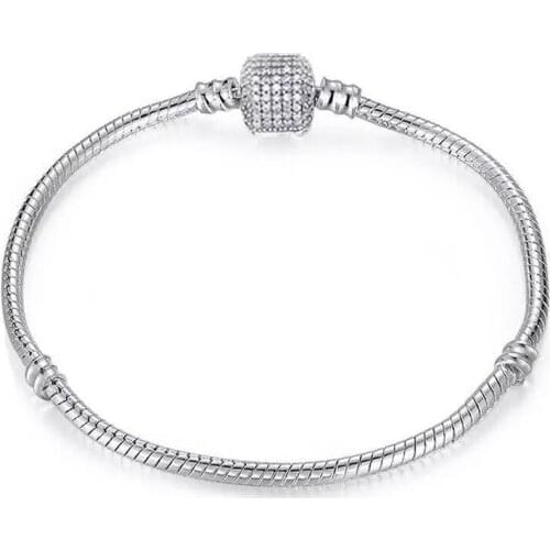 16-21cm）INS Basic snake Crystal Bracelets&Bangles For Women Silver color Original Bracelets Charm Handmade Bracelet BT200246