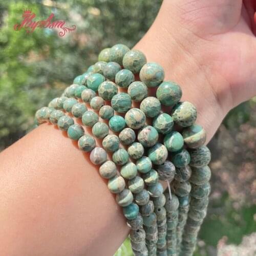 6/8/10mm Natural ShouShan Stone Round Green Stone Beads Spacer Loose For diy Jewelry Making Necklace Bracelet Women strand 15"
