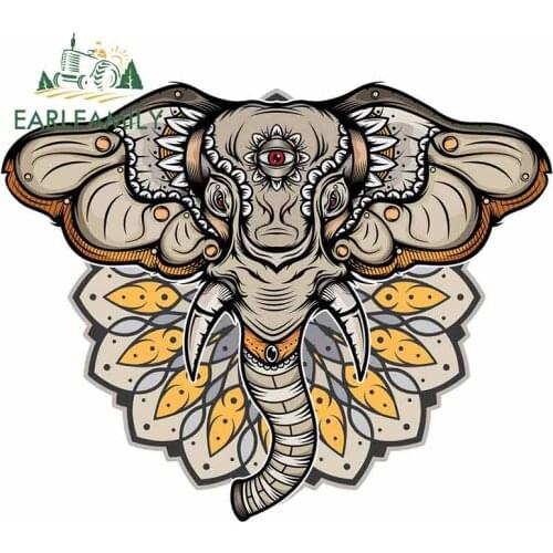 EARLFAMILY 13cm x 10.7cm Funny Car Stickers For Elephant Head Interesting Decal Personality Creative Cartoon Occlusion Scratch