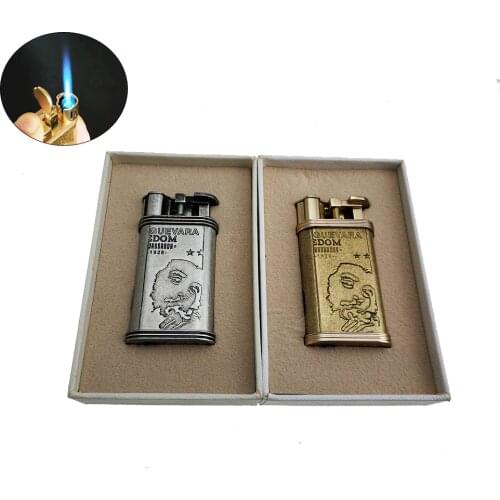Guevara 2 color cigar lighter Singel flame torch lighter Refillable Gas Lighter Blue Flame Spray Gun Butane
